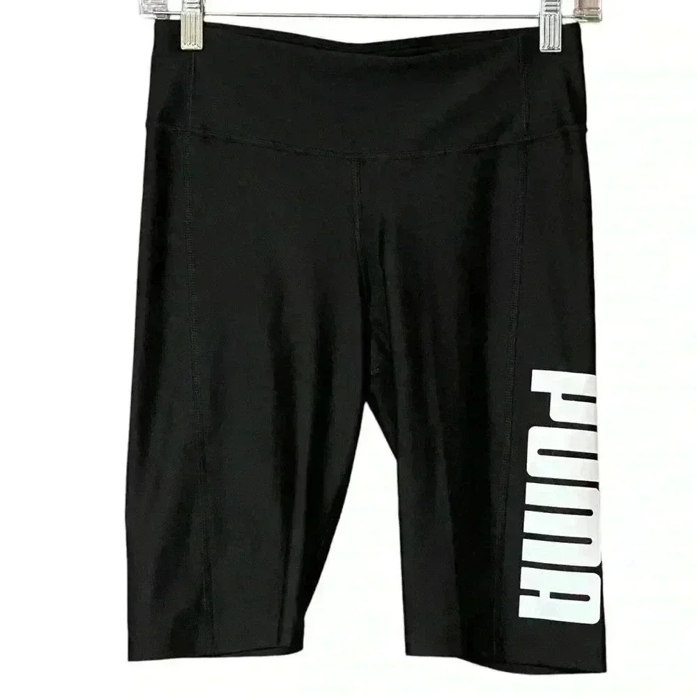 Puma Black High Rise Bike Shorts S NWT Logo Athleisure Streetwear Gym Baddie Fit